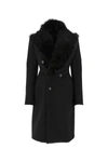 Bottega Veneta Shearling-trim Double-breasted Coat In Black