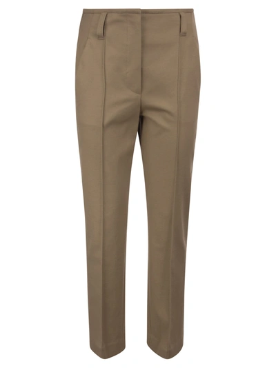 Brunello Cucinelli Stretch Cotton Cover-up Wide Corset Trousers With Necklace In Chestnut