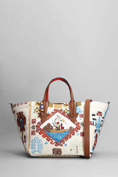Christian Louboutin + Konstantin Kakanias Greekaba Small Leather-trimmed Embroidered Cotton-canvas Tote In Multicolor