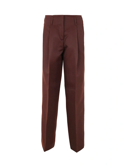 Golden Goose Journey Pant Flavia Wide Leg Compact Gabardine Wool In Chicory Coffee