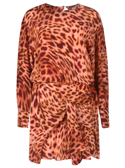 Stella Mccartney Animalier Print Longsleeved Dress In Martini Pink