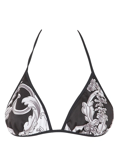 Versace 's Grey Bikini Baroque Bikini Top In Black Gold