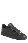 Balenciaga Men's Arena Leather Low-top Sneakers In Noir Leather