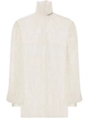 Dolce & Gabbana Sheer-lace Bishop Sleeved Bouse In White