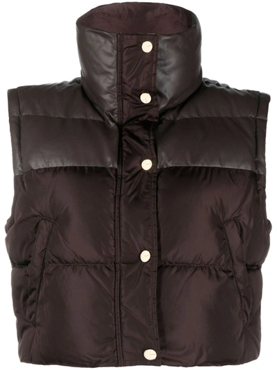 Pinko Handle Padded Vest In Brown