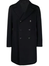 Tagliatore Double-breasted Notched-lapels Coat In Blue