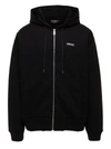 VERSACE BLACK ZIPPED HOODIE WITH PRINT AND EMBROIDERED ORNAMENTS IN COTTON MAN VERSACE
