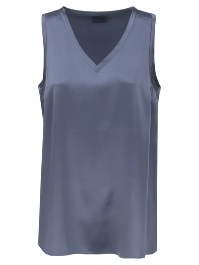 Brunello Cucinelli Stretch-silk Satin Tank Top In Blu Freddo
