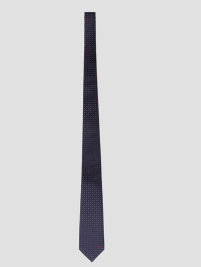 Gucci Polka-dot Rhoumbus Jacquard Silk Tie In Blue