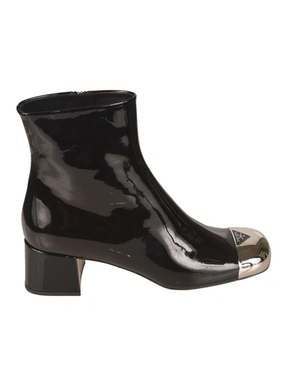 Prada Metallic Toe Boots In Nero