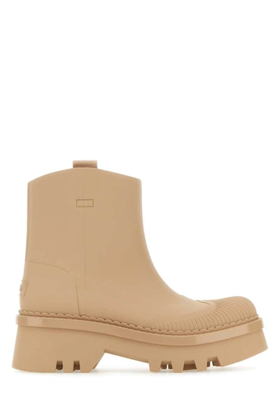 Chloé Chloe Woman Beige Rubber Raina Ankle Boots In New