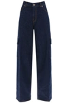 Haikure Bethany Stretch Drop-rise Wide-leg Cargo Jeans In Blue