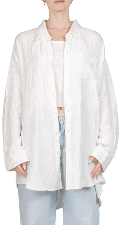 DENIMIST CRINKLE COTTON BUTTON FRONT SHIRT