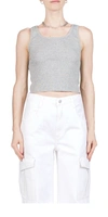 Éterne Cropped Scoop-neck Tank Top In Heather Grey
