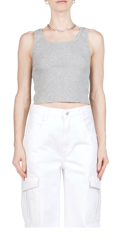 Éterne Cropped Scoop-neck Tank Top In Grey