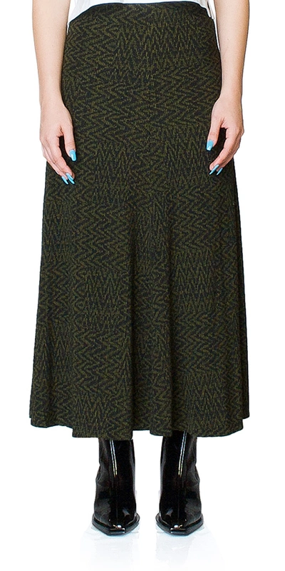 Beaufille Curie Tiled Chevron Knit Skirt In Green