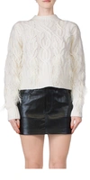 VINCE FEATHER EMBELLISHED CABLE SWEATER
