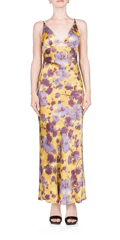Bec & Bridge Yellow & Purple Indi Strappy Maxi Dress In Golden Violet