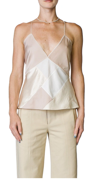 Anna October Juliet Patchwork Top In Beige