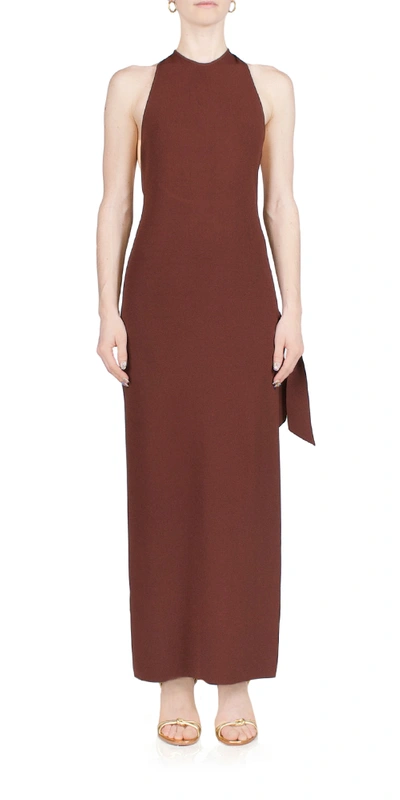 Simon Miller Junjo Compact Viscose Knit Midi Dress In Brown