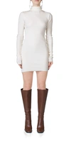 Éterne Long Sleeve Turtleneck Mini Dress In Cream