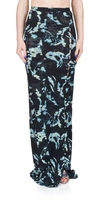 Priscavera Mesh Button Down Maxi Skirt In Phantom Flower
