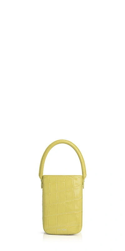 By Far Green Maxi Croc-embossed Note Bag In Yellow