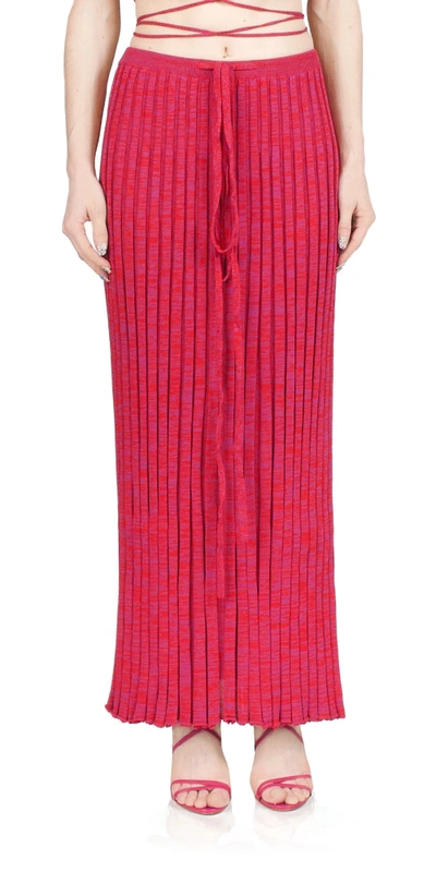 Christopher Esber Pleated Knit Tie Skirt In Raspberry