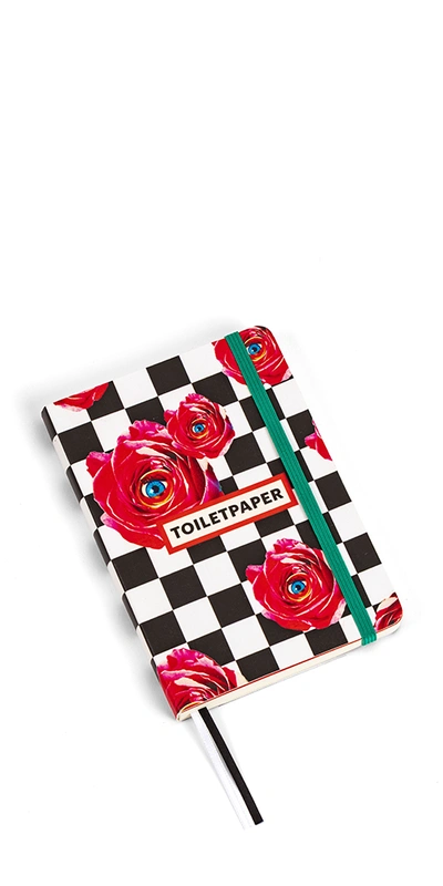 Seletti Checkered Floral Notebook In Black
