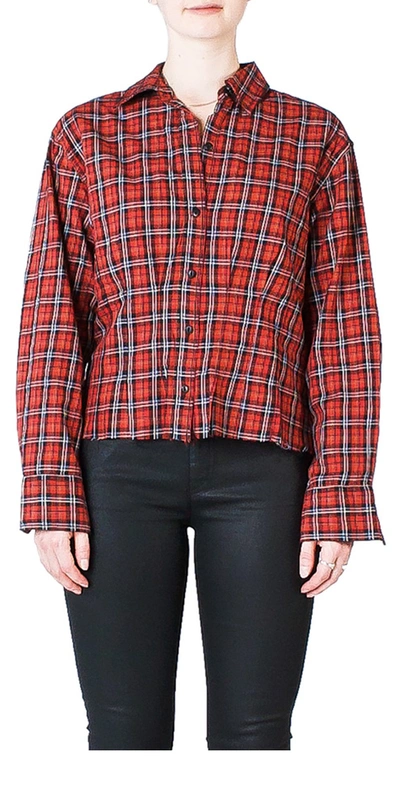 Current Elliott The Tella Shirt Tartan Plaid In Red