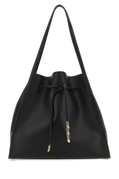 Lanvin Medium Sequence Leather Shoulder Bag In Black