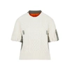 Sacai Hybrid Wool Knit & Nylon Twill Top In White