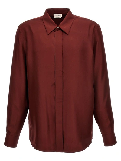 Alexander Mcqueen Silk Shirt In Dark Red
