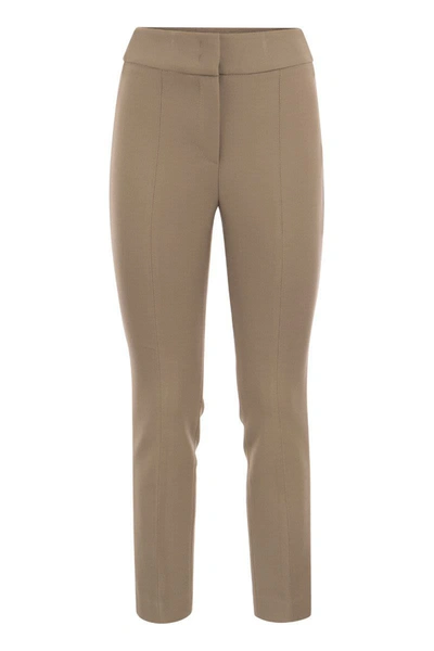 Peserico Skinny Fit Trousers In Viscose And Cotton In Beige