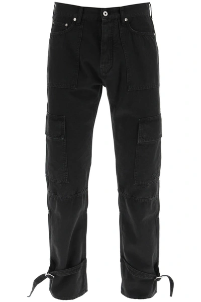Off-white Wave Off Canvas Cargo Pants In Black Black (black)