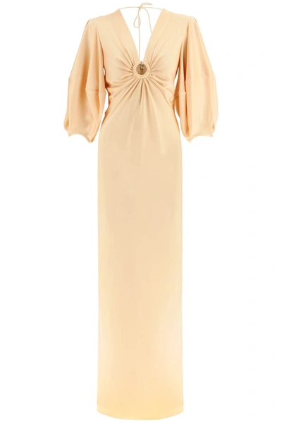 Stella Mccartney Satin Maxi Dress With Cut-out Ring Detail In Pink