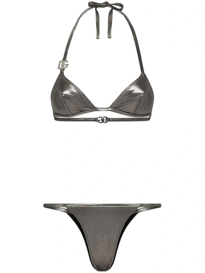 Dolce & Gabbana Argento Metallic Two-piece Swimsuit