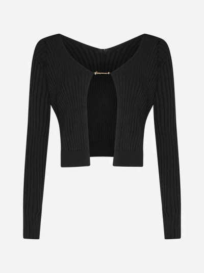 Jacquemus Pralu Viscose-blend Cardigan In Black