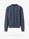 Balenciaga All-over Logo Cotton Blend Sweater In Blau