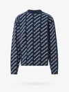 Balenciaga All-over Logo Cotton Blend Sweater In Blue