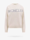 Moncler Logo Embroidered Crewneck Knit Sweater In White