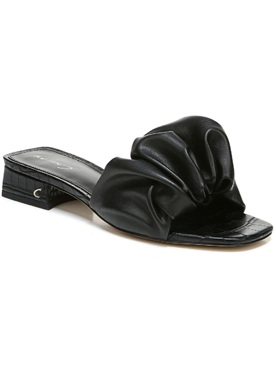 Circus By Sam Edelman Janis Womens Faux Leather Gathered Slide Sandals In Black