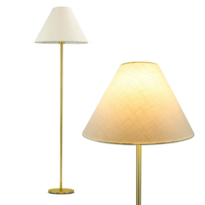 Brightech Mika Led Classic Standing Floor Lamp With A-line Open Shade In Gold