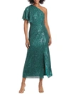 MAGGY LONDON WOMENS SEQUINED ONE-SHOULDER COCKTAIL AND PARTY DRESS