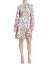 Maggy London Floral Print Long Sleeve Dress In Multi