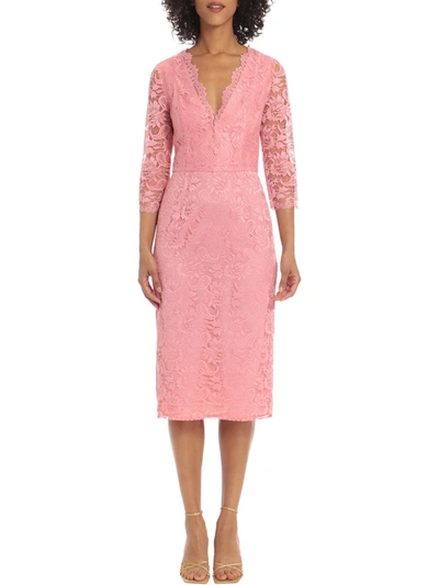 Maggy London Womens Lace V-neck Cocktail And Party Dress In Pink