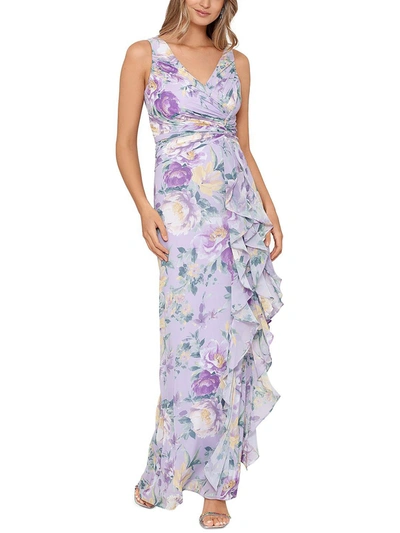 Xscape Womens Floral Twist Front Maxi Dress In Multi
