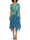 MAGGY LONDON PLEATED FLORAL MIDI DRESS