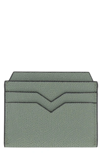 Valextra Leather Card Holder In Green