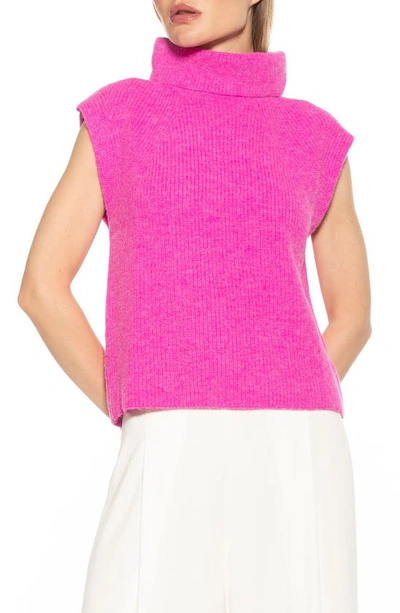 Alexia Admor Jaylani Sleeveless Turtleneck Sweater In Hot Pink